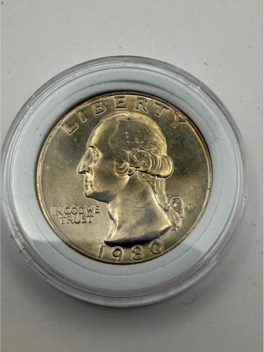 1980-D Washington Quarter 25C Filled D Mint Mark Appearance Denver Coin
